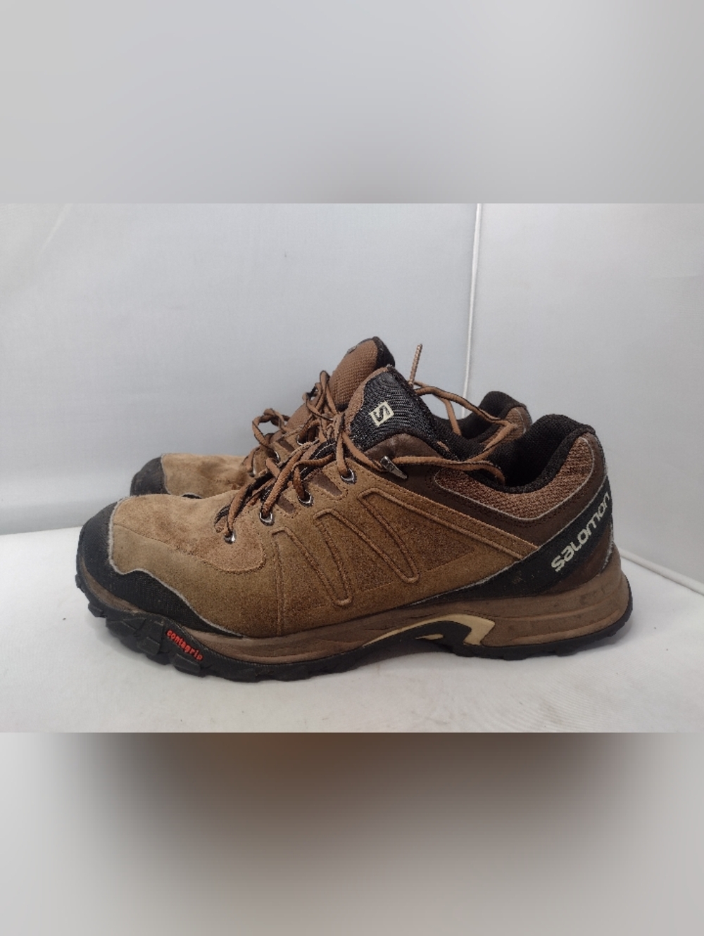 Salomon Mens Hiking Boots Shoes Size 12 Brown Contagrip Suede Leather LL